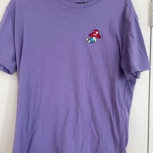 Smurfs Purple T-Shirt with Mushroom Embroidery